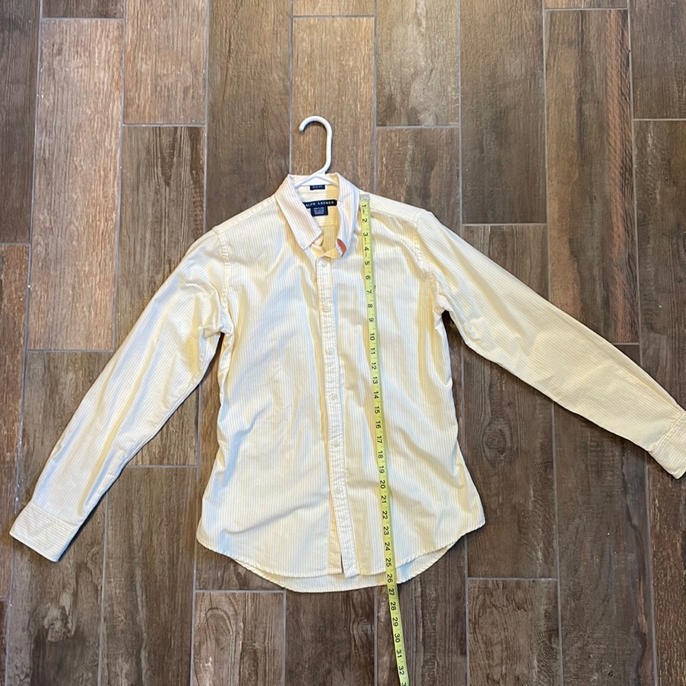 Ralph Lauren Long Sleeve Yellow and White Stripped Button-down Slim Fit Size 8